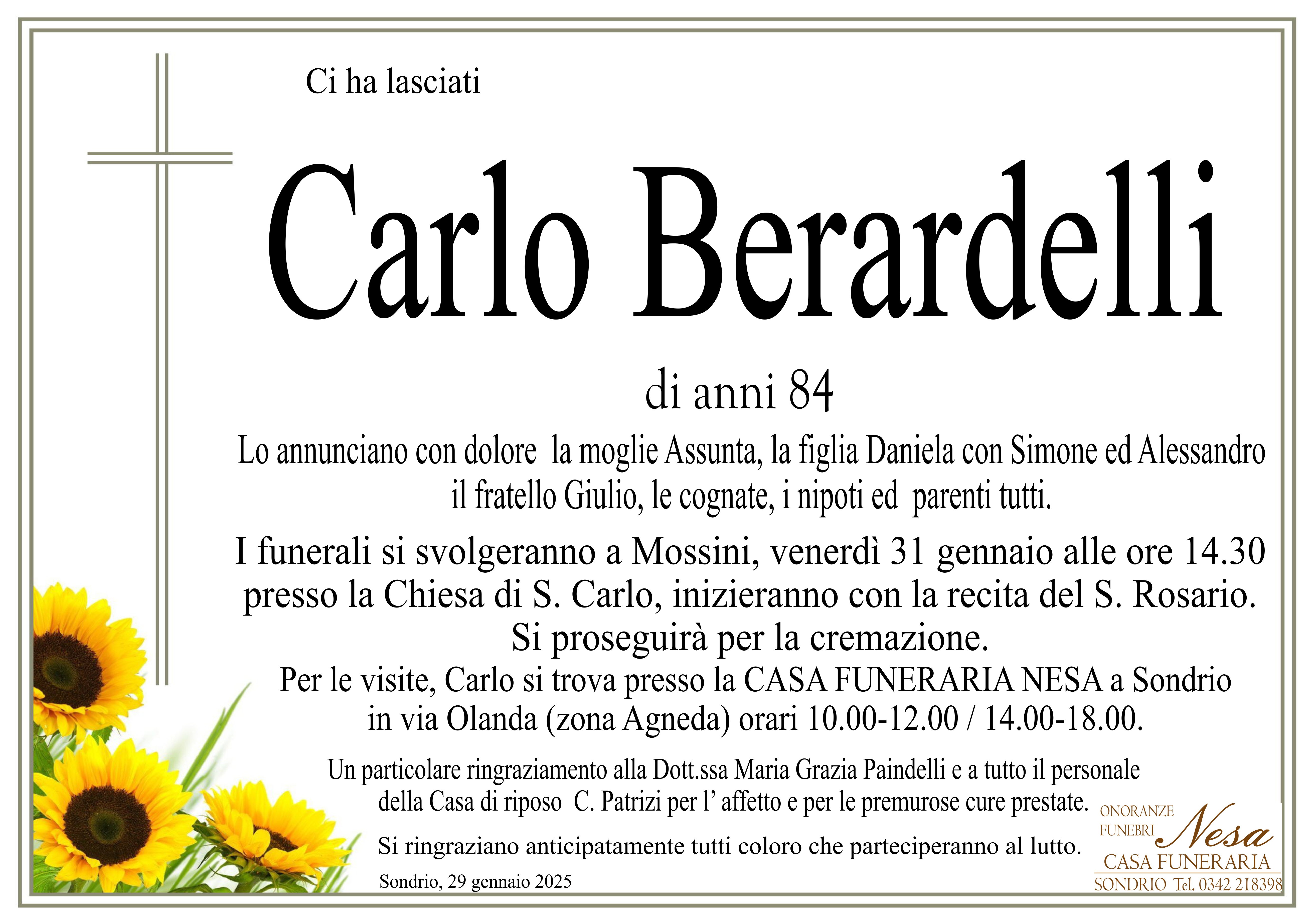 Necrologio CARLO BERARDELLI